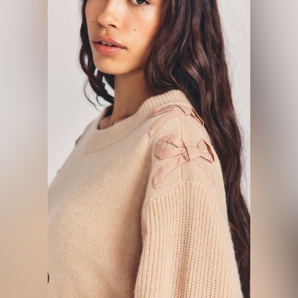 LoveShackFancy Shen 100% cashmere sweater pullover with bow NWT - Picture 5 of 10